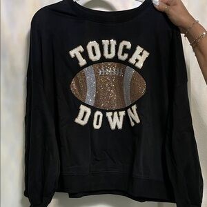 Black Touchdown Football Sequin Women's Pullover Sweatshirt